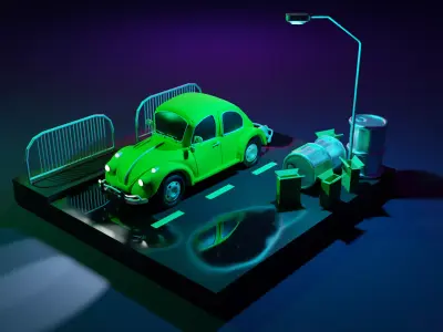 low poly car model  Low-poly 3D model