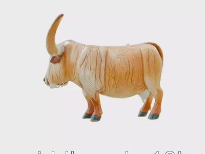 Texas Longhorn Bull Majestic Sculpture Low-poly 3D model
