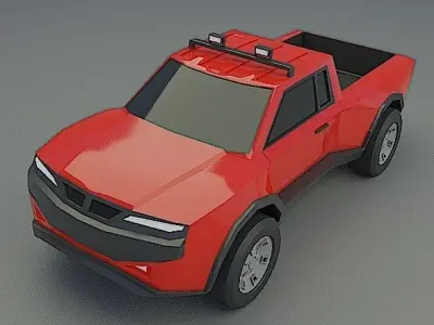 Generic lowpoly pickup truck Low-poly 3D model