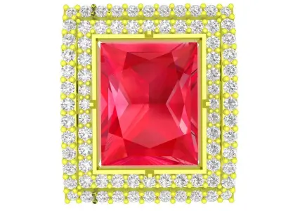 Luxury Rectangle Halo Pave Ring 3D Model for Fine Jewelry 5024 3D print model