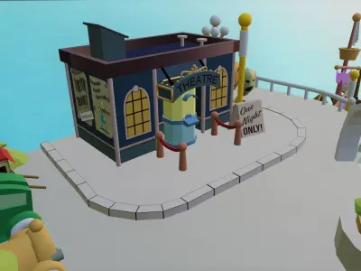 Low Poly Island in ocean Low-poly 3D model