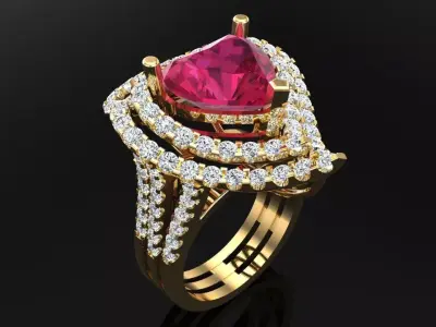 Gemstone rings - Heart stone ring - Diamond rings 3D print model