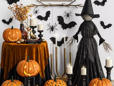 Decoration set for Halloween 01 3D model