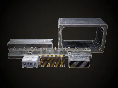 Concrete Blocks Pack Free low-poly 3D model