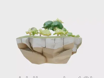 Floating Island with Soaring Trees and Self-Renewing Soil System Low-poly 3D model