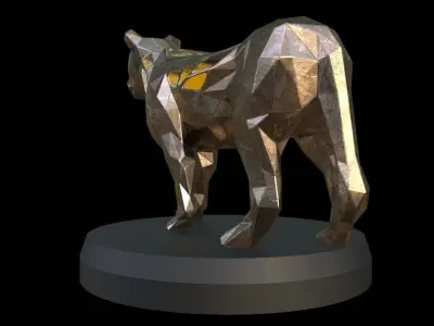 Steampunk Lioness Pose Low-poly 3D model