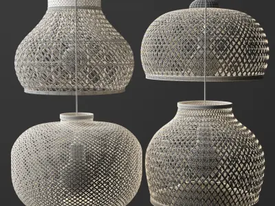 Rattan Lighting Set 10 3D model