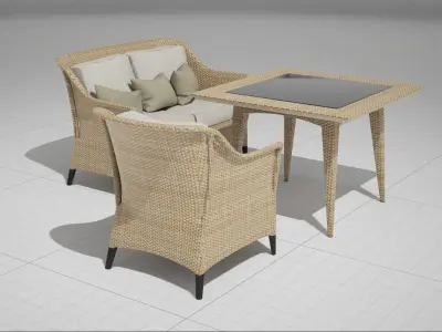 Dedon Summerland Set Beige UE4 3D model