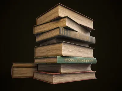Vintage books Low-poly 3D model
