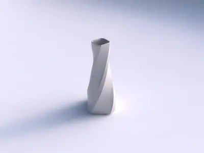 Vase squeezed rectangle with twisted bands 2 3D print model