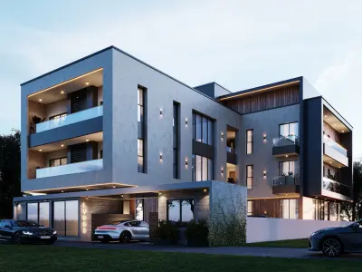 Residential apartment exterior 3d scene 3D model