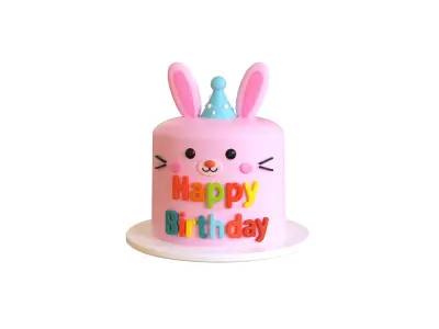 Low-Poly Birthday Cake 06  Low-poly 3D model