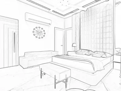  modern bedroom Low-poly 3D model