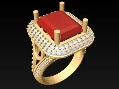 Rectangular Stone Rings - Womens Rings - GN278 3D print model
