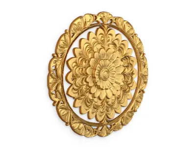 Classic circular  carved decor ornament 01 3D model