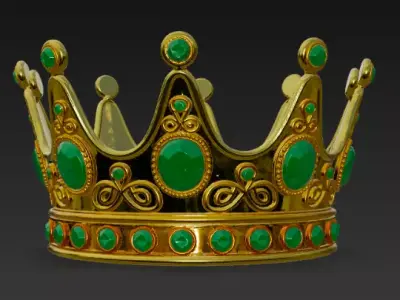 Luxury Golden Crown with Emerald Gems 3D model