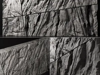 Stone rock wall splinter slab n2 3D model