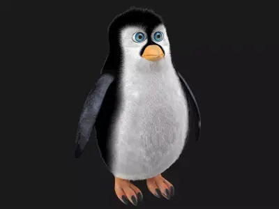 Realistic Penguin 3D Model with eyes Low-poly 3D model