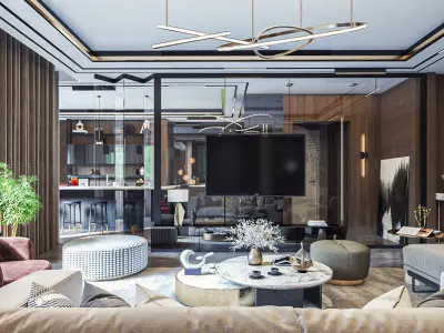 Modern Reception and Kitchen with Dining area  3D model