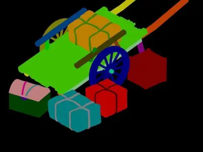 Game Transportation - Wooden Carts 3D model