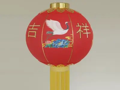 ChineseRedLatern02 Low-poly 3D model