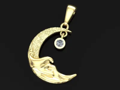 Moon pendant 3D model 3D print model
