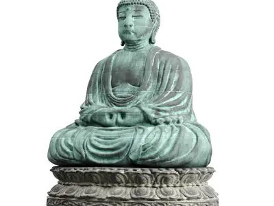 Buddha japanese statue Low-poly 3D model