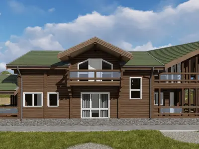 3D model of a wooden house 3D model