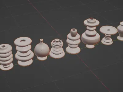 Set of decorative pot base mesh 3D print model