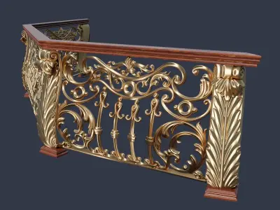 Forged railings Low-poly 3D model