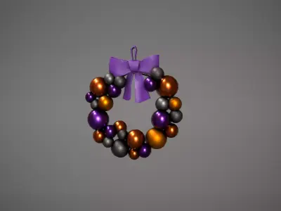 Halloween Bauble Wreath Low-poly 3D model