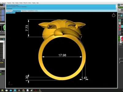 Luxury Fox Head Sculpted Ring for Women 3D Model 4302 3D print model