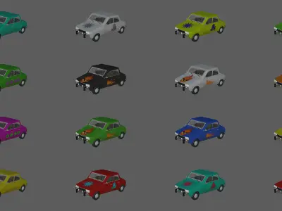 Low Poly Cars car with flames Low-poly 3D model