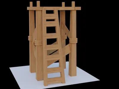 lowpoly art wooden ladder Low-poly 3D model