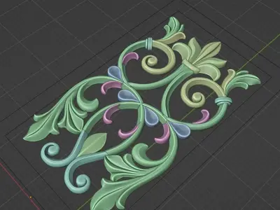 Carved decor vertical  3D model