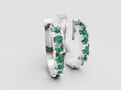 White Gold Hoop  EARRING 3D print model