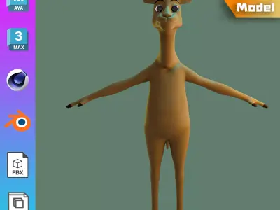 Stylized Camel NoRig Low-poly 3D model
