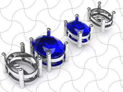 Oval studs earrings 2 sizes 3D print model