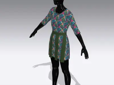 Female Cloth Dress Low-poly 3D model
