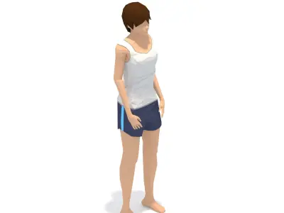Triangle Pose  Yoga Exercise Woman Animation Low-poly 3D model