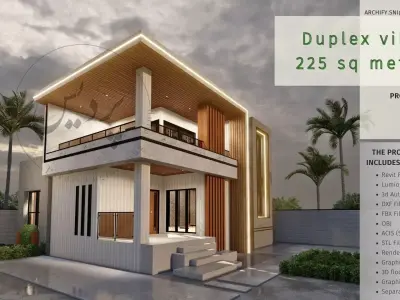 Duplex Villa 225 Sq Meters  Revit model 3D model