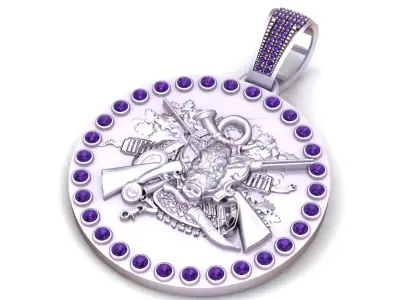 Royal Hunting Medallion Pendant  3D Printable Jewelry 3D print model