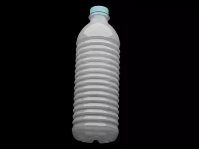 Transparent Plastic Water Bottle 3D Model with Ribbed Body Low-poly 3D model