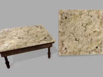 Table person marble top dining Low-poly 3D model