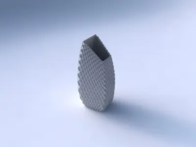 Vase bent rectangle with grid piramides 2 3D print model