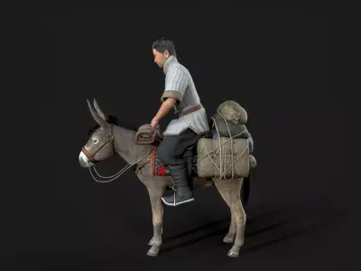 donkey and human Low-poly 3D model