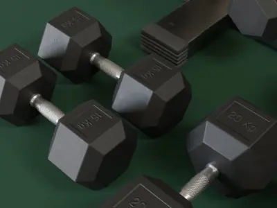 Dumbells kits and Racks 3D model