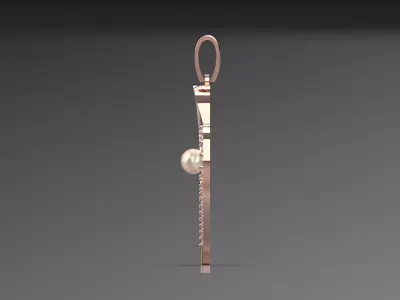 Rose Gold Heart Pendant with Diamonds and Pearls Model pp0059 3D print model
