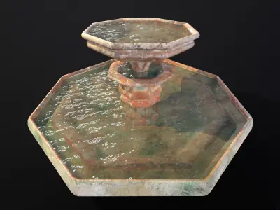 Octagon Marble Fountain  Low-poly 3D model