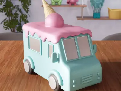 Miniature Ice Cream Van - 379 3D print model